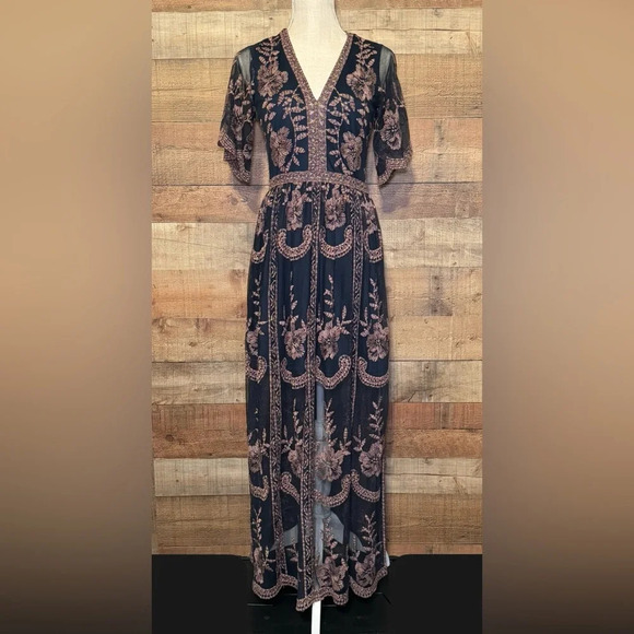 Altar'd State Dresses & Skirts - Altar'd State Catania Lace Mesh Embroidered Bohemian Maxi Dress Women's size S